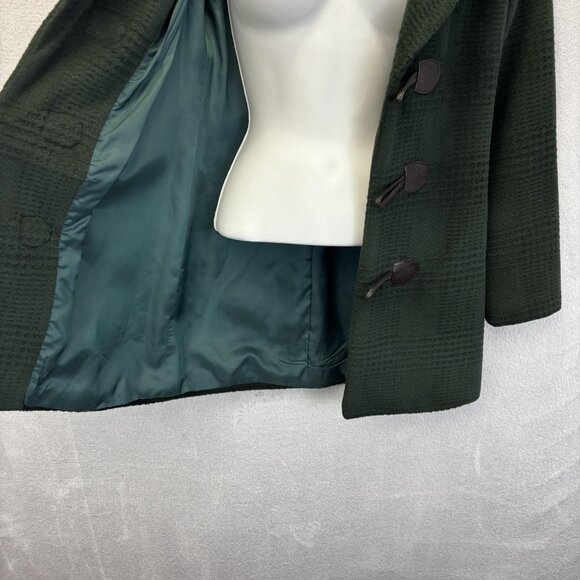 Gray Aspen Soft Toggle Jacket Womens Size 2 Green Fuzzy Lined Coat Holiday EUC - Picture 9 of 12
